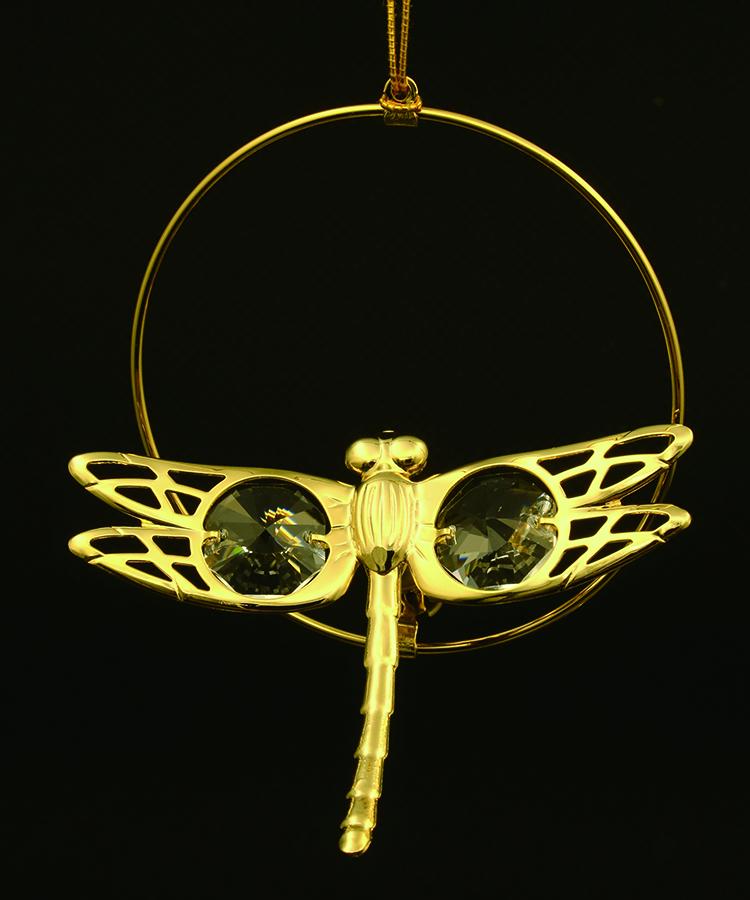 Dragonfly Hanging decor w/ Swarovski Crystals 24K gold plated