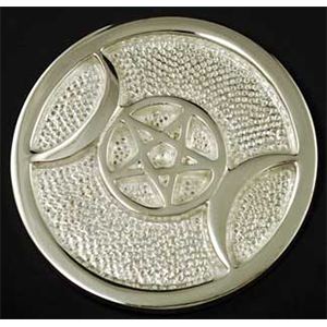 Silver Plated Triple Moon altar tile 3 1/2" - Wiccan Place