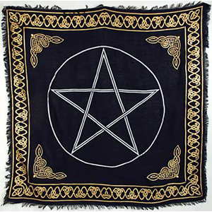 Gold Bordered Pentagram altar cloth 36" x 36" - Wiccan Place