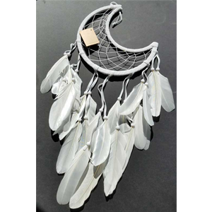 Half Moon white dream catcher 8 1/2" - Wiccan Place