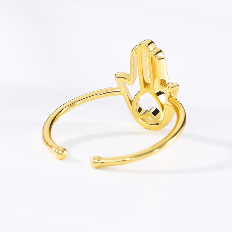 Rose Gold Hamsa Hand Open Adjustable Ring