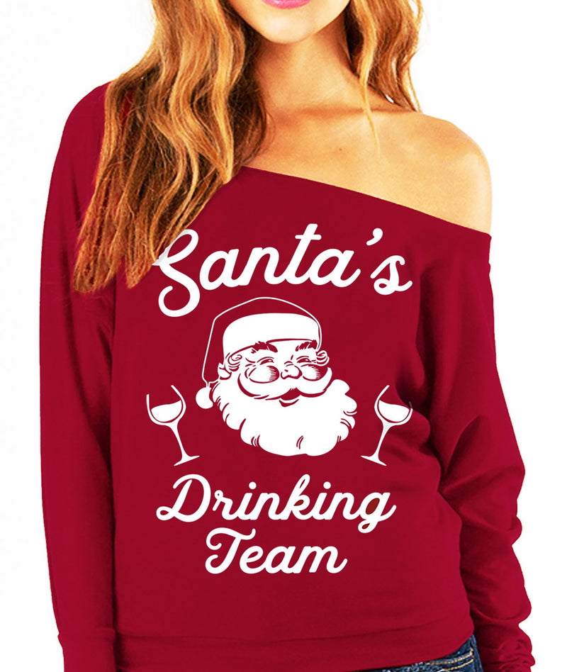 SANTA'S DRINKING TEAM Christmas Slouchy Sweatshirt