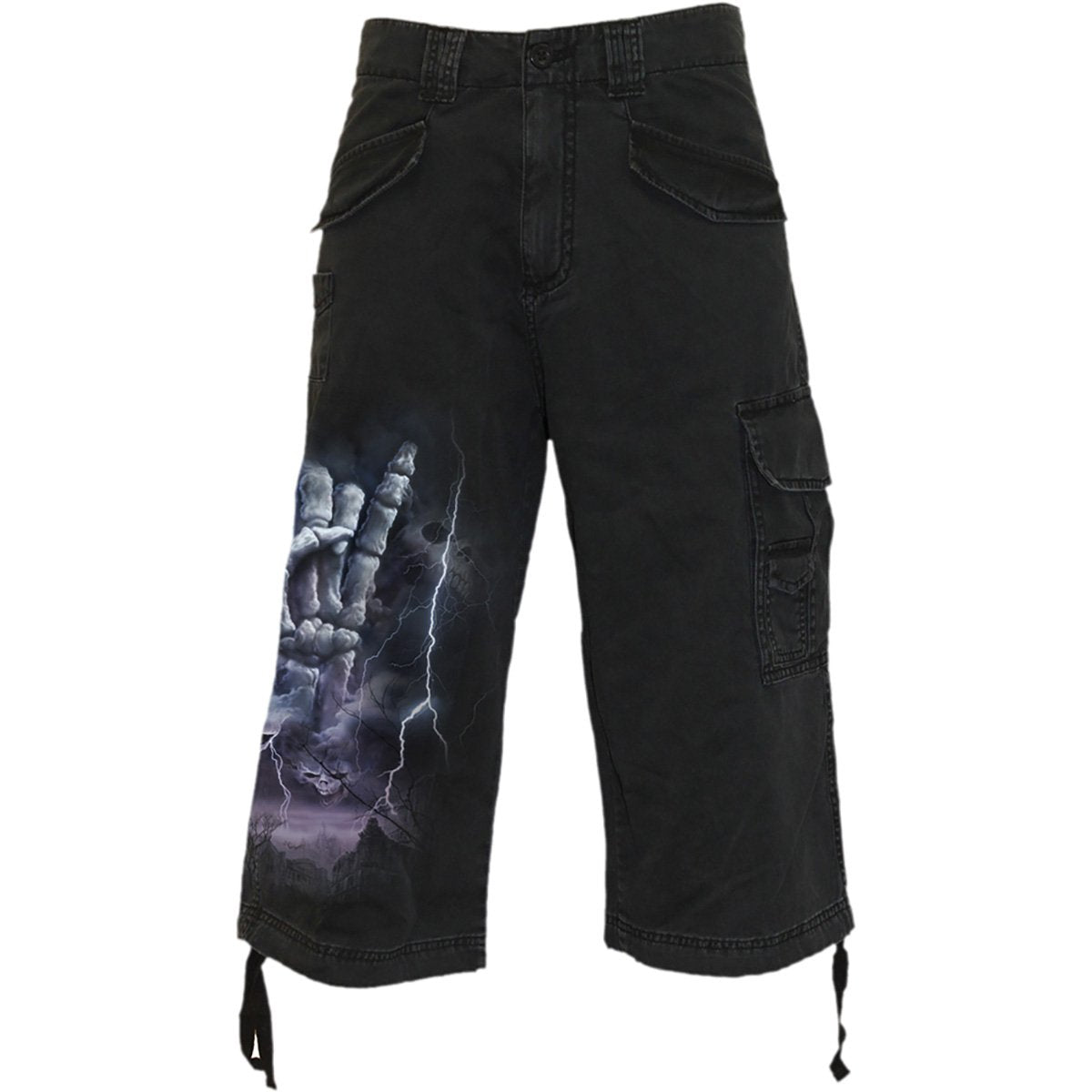 ROCK ETERNAL - Men Vintage Cargo Shorts 3/4 Long Black