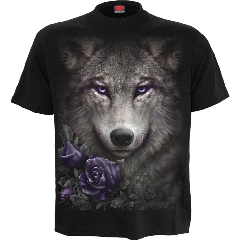 WOLF ROSES - Men Front Print T-Shirt Black