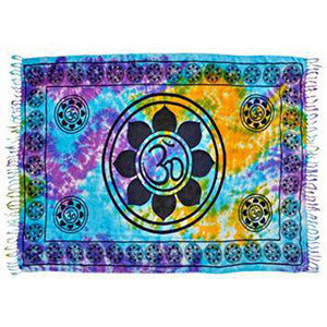 Lotus OM Symbol in Tie Dye Altar Cloth / Sarong 42"X 72" - Wiccan Place