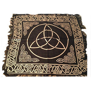 Triquetra Table or Altar Cloth 18"x 18" with fringed borders - Wiccan Place