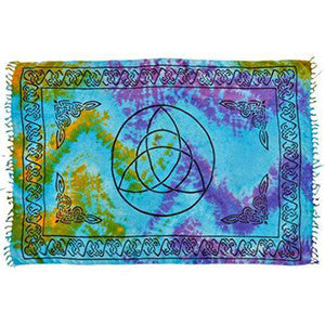 Triquetra Symbol in Tie Dye Altar Cloth / Sarong 42"X 72" - Wiccan Place