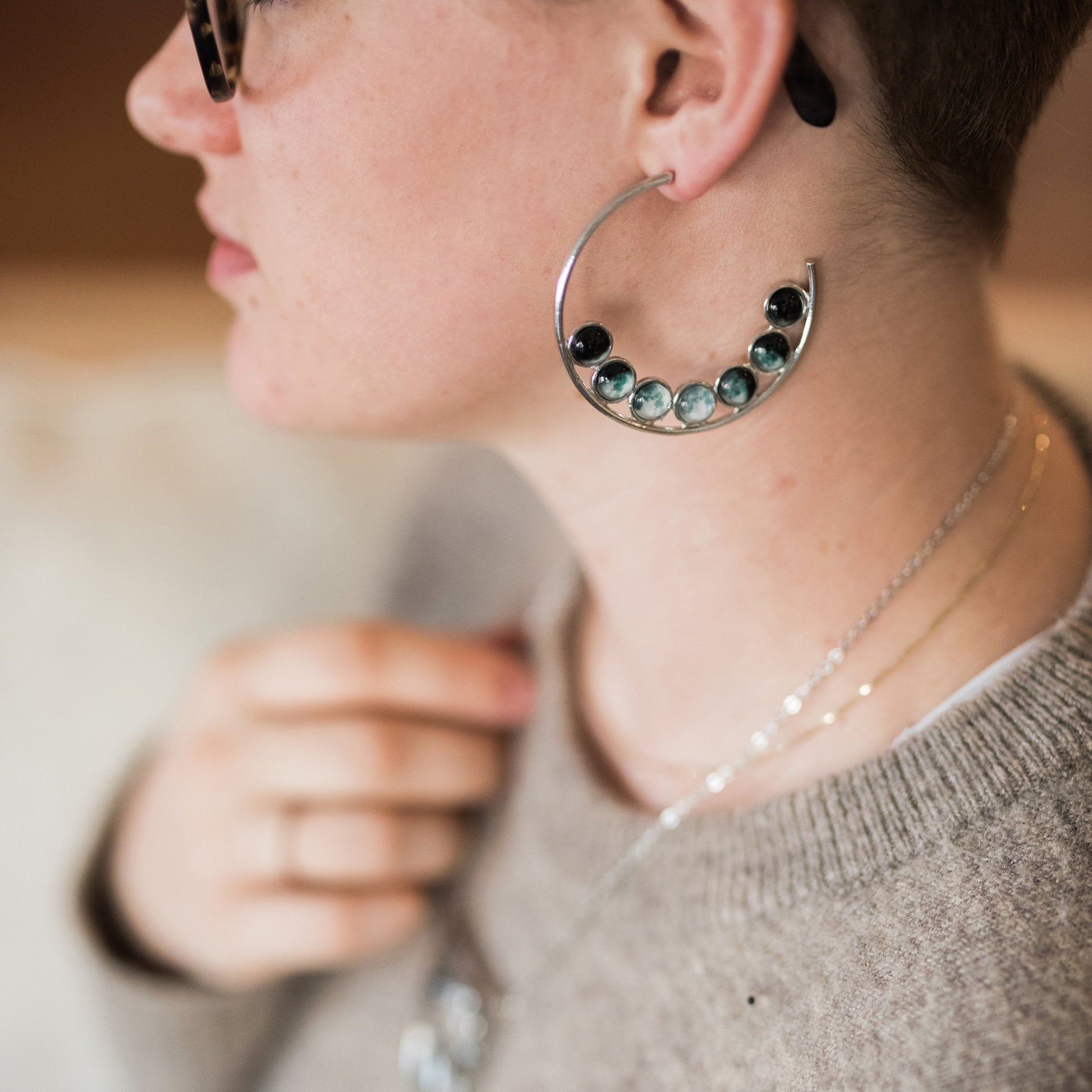 Moon Phase Hoop Earrings