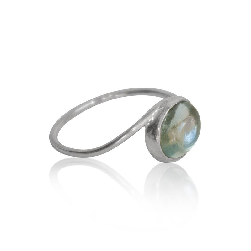 Aquamarine Oval Twist Sterling Silver Ring