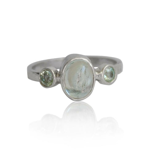 Aquamarine Bezel and Tube Sterling Silver Ring