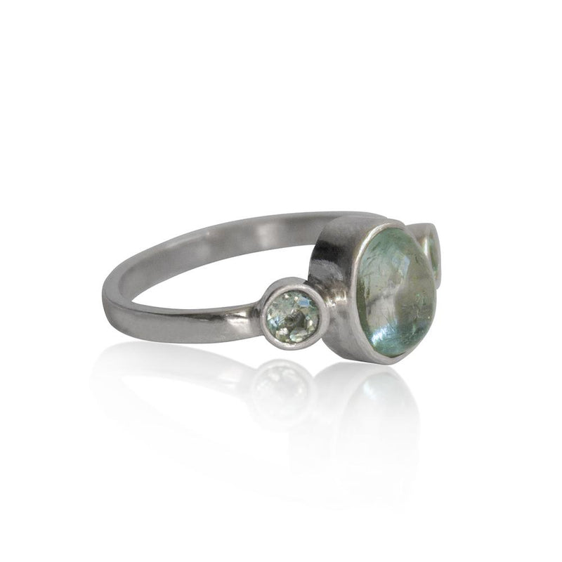 Aquamarine Bezel and Tube Sterling Silver Ring