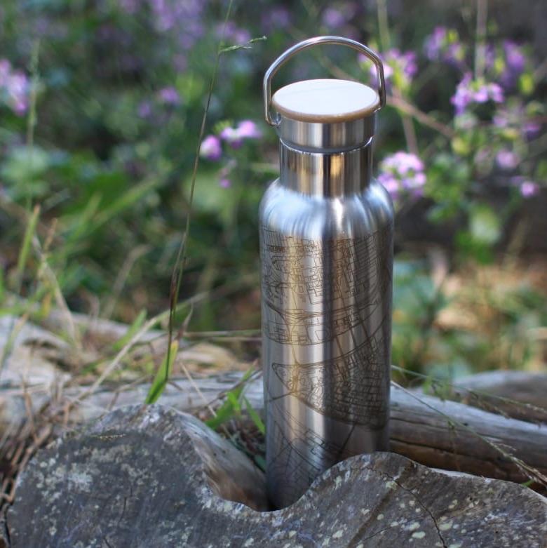 Chicago - Illinois Map Bottle with Bamboo Top