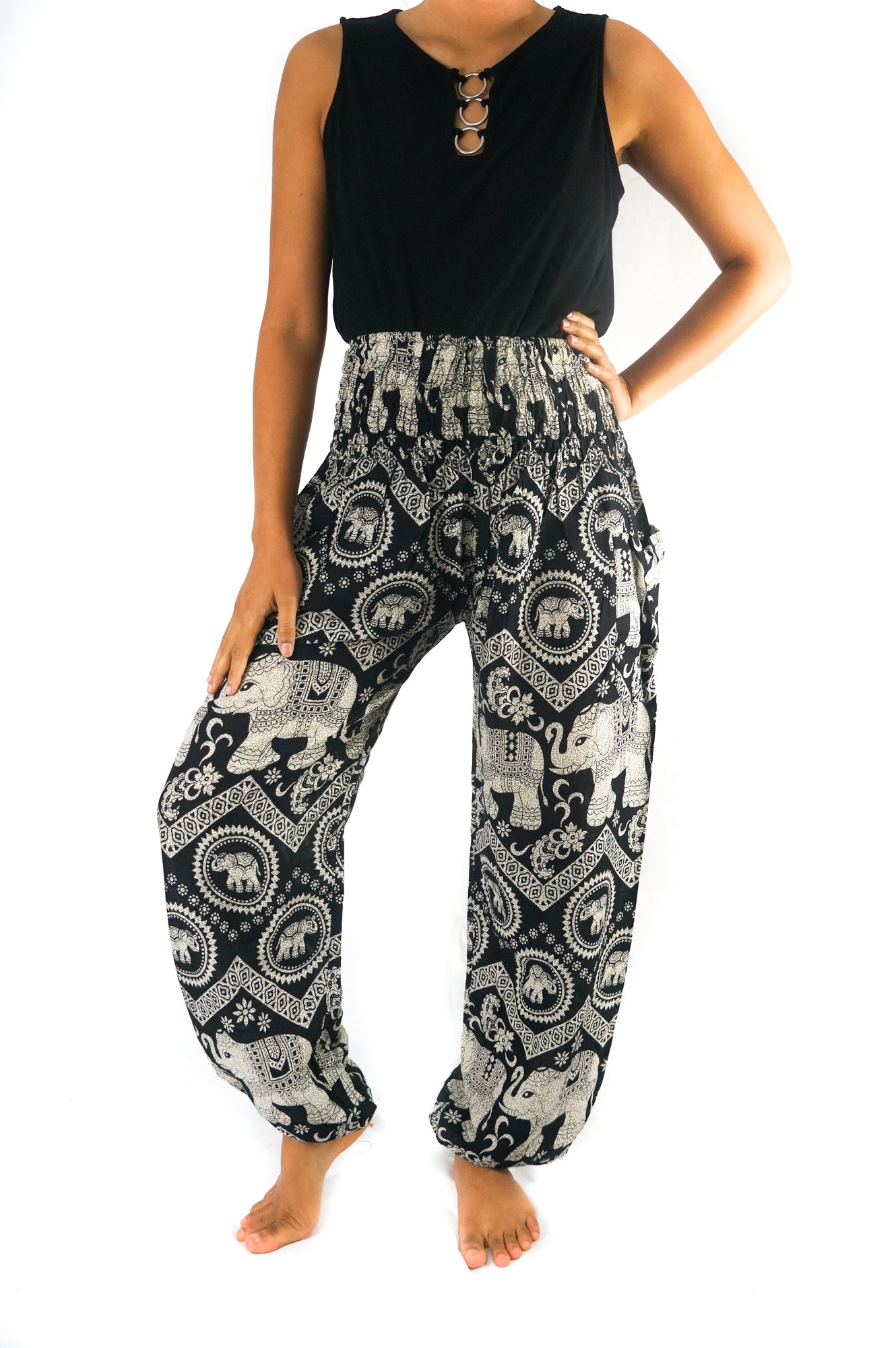 Black ELEPHANT Women Boho & Hippie Harem Pants