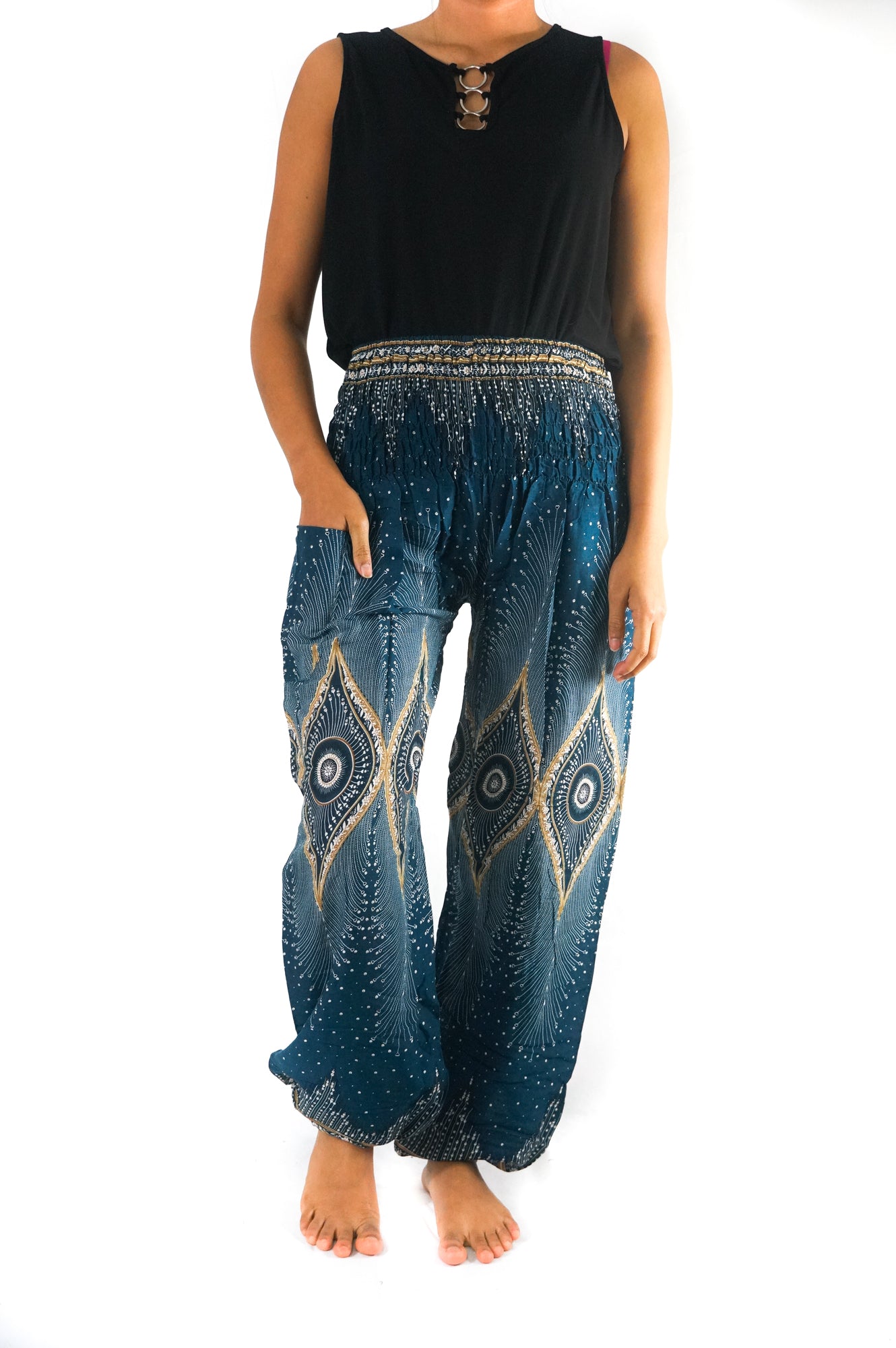 Teal PEACOCK Women Boho & Hippie Harem Pants