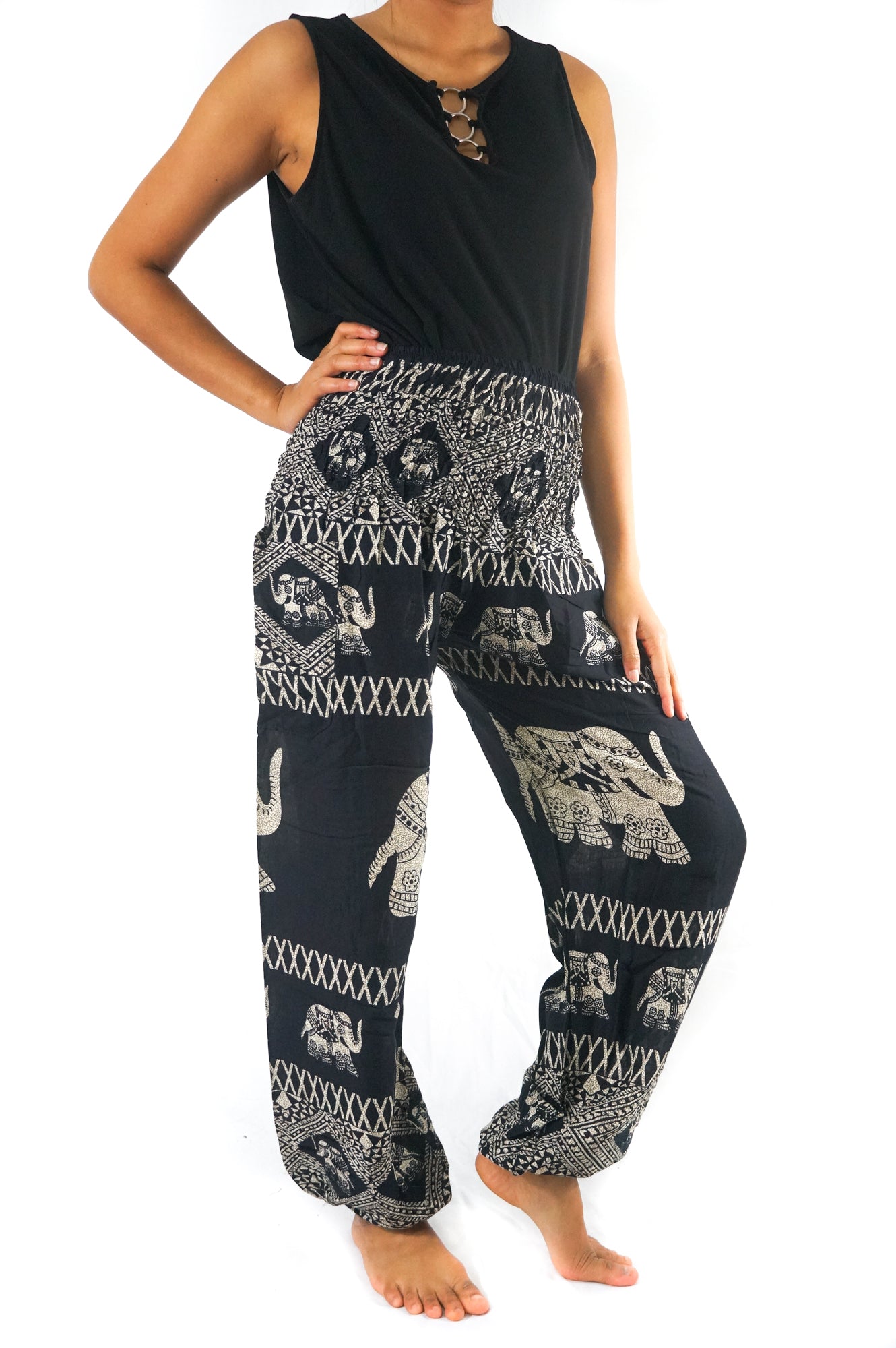 Black ELEPHANT Women Boho & Hippie Harem Pants