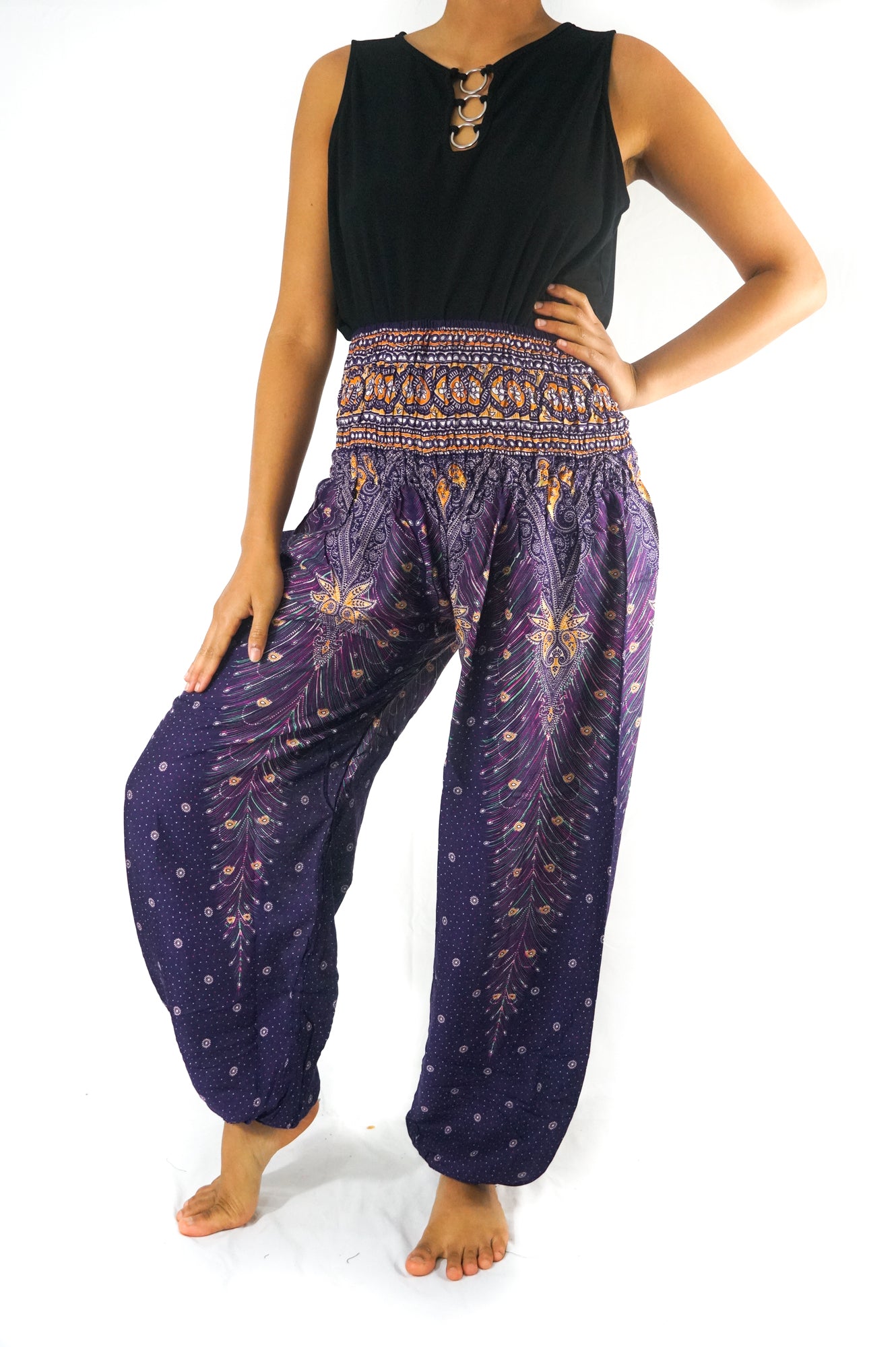 Purple PEACOCK Boho & Hippie Harem Pants