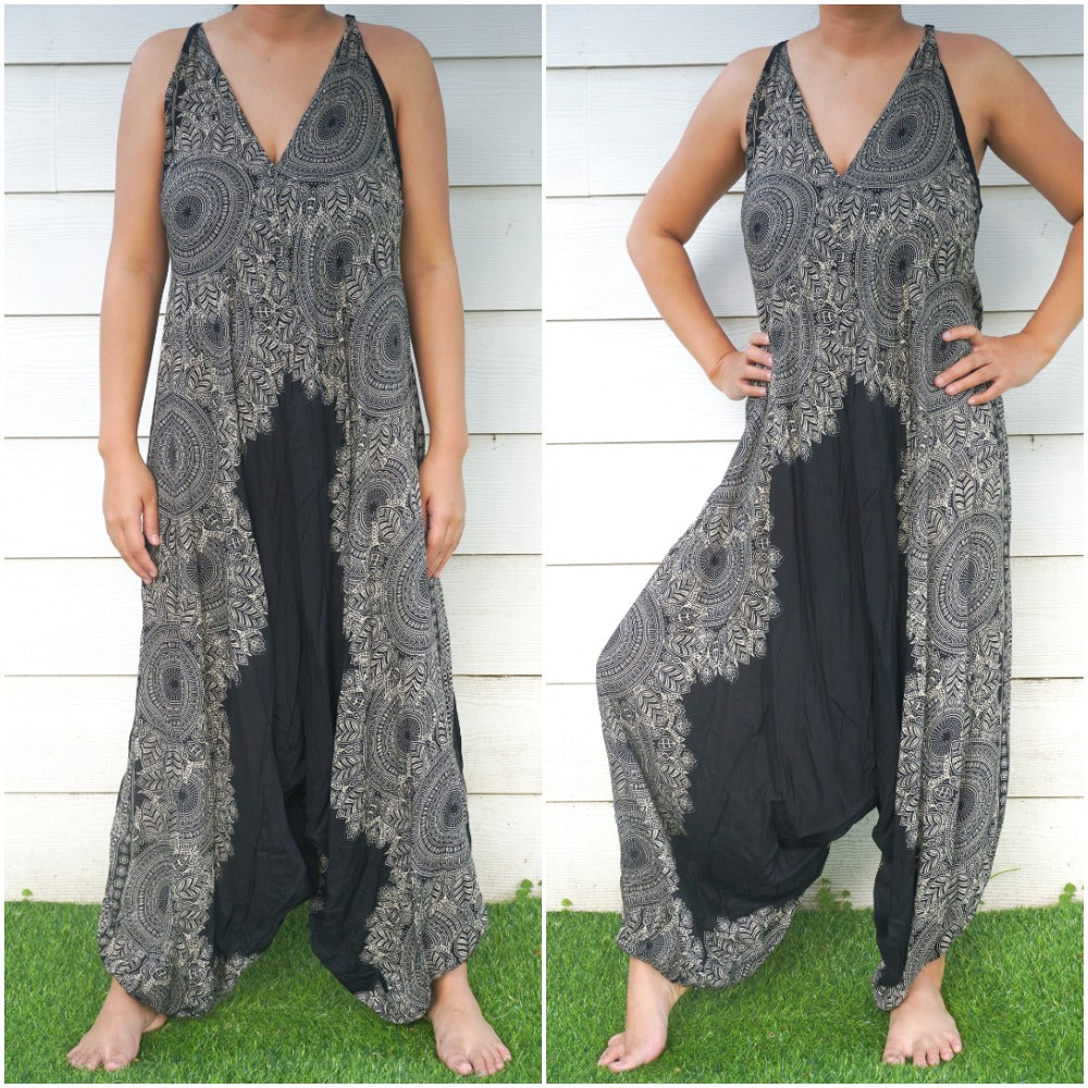 Black Lotus Boho Hippie Jumpsuit