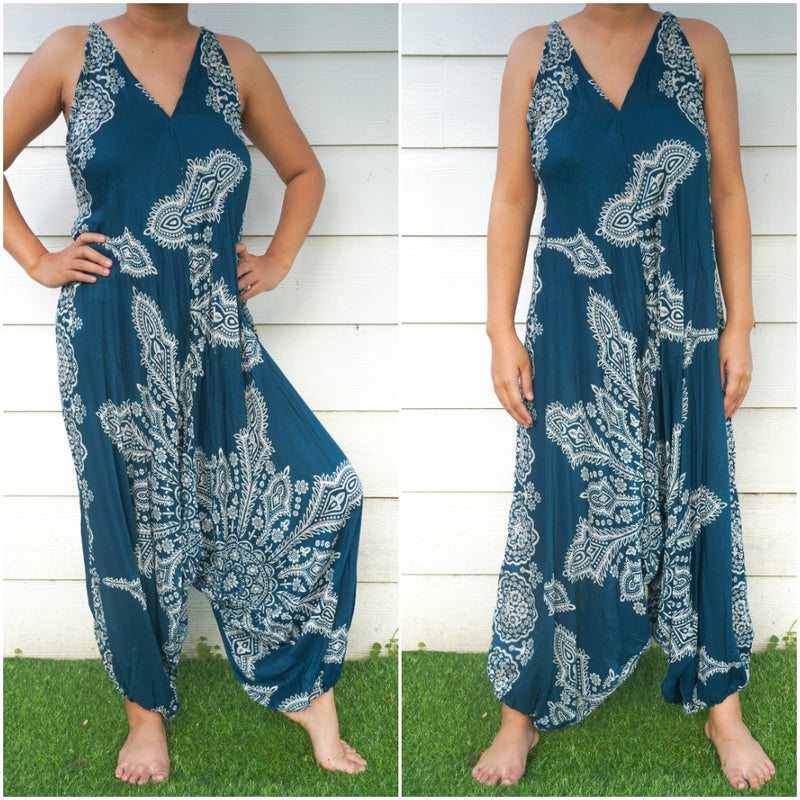 Teal Butterfly Boho Hippie Jumpsuits
