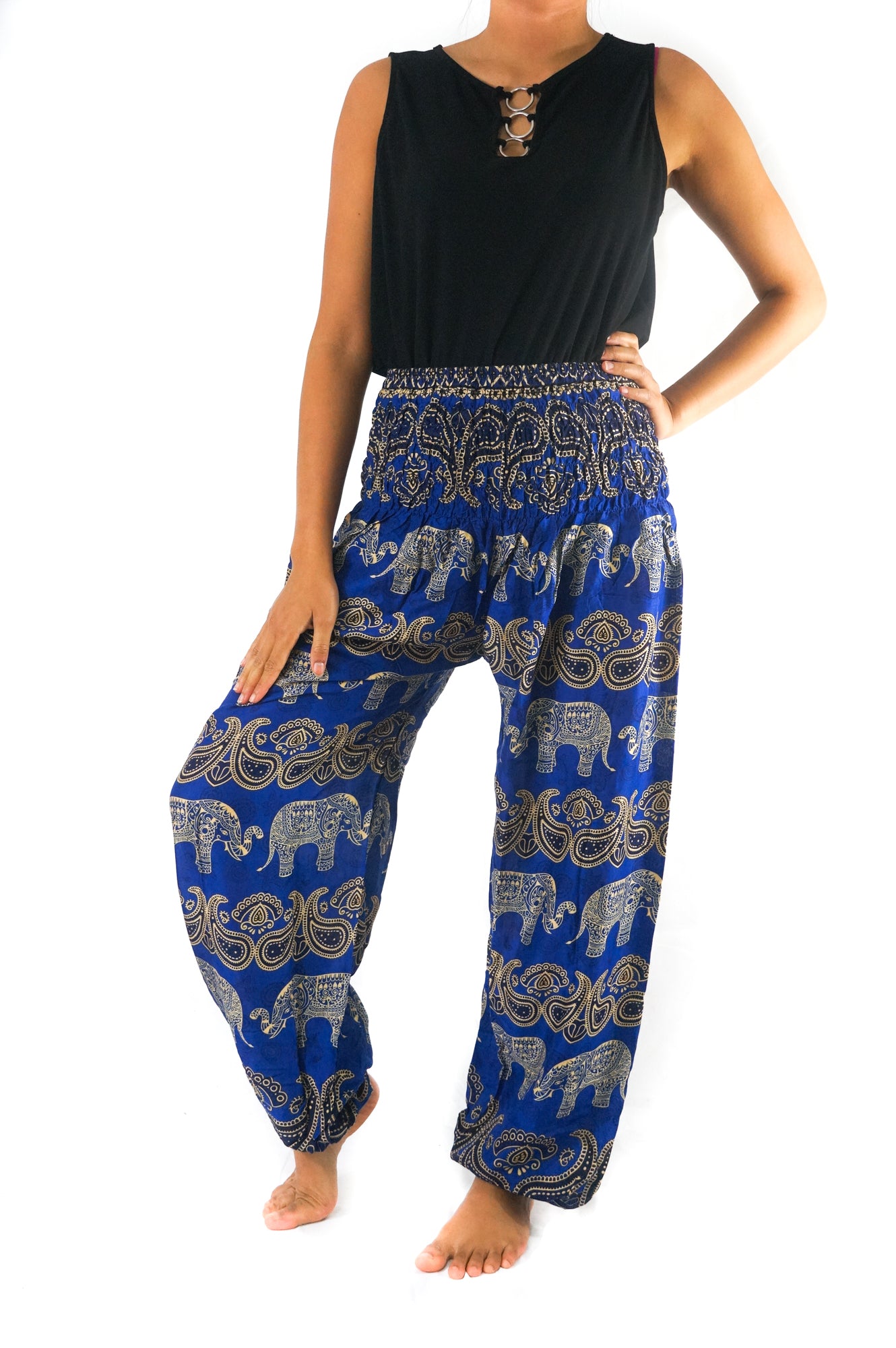 Blue Elephant Paisley Women Boho & Hippie Harem Pants