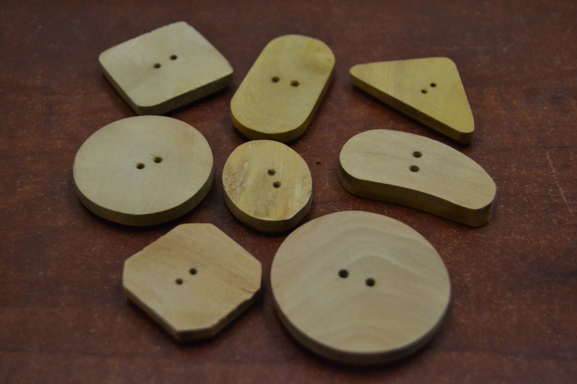 Assort Wood Abalone Shell Buttons 8 Pcs