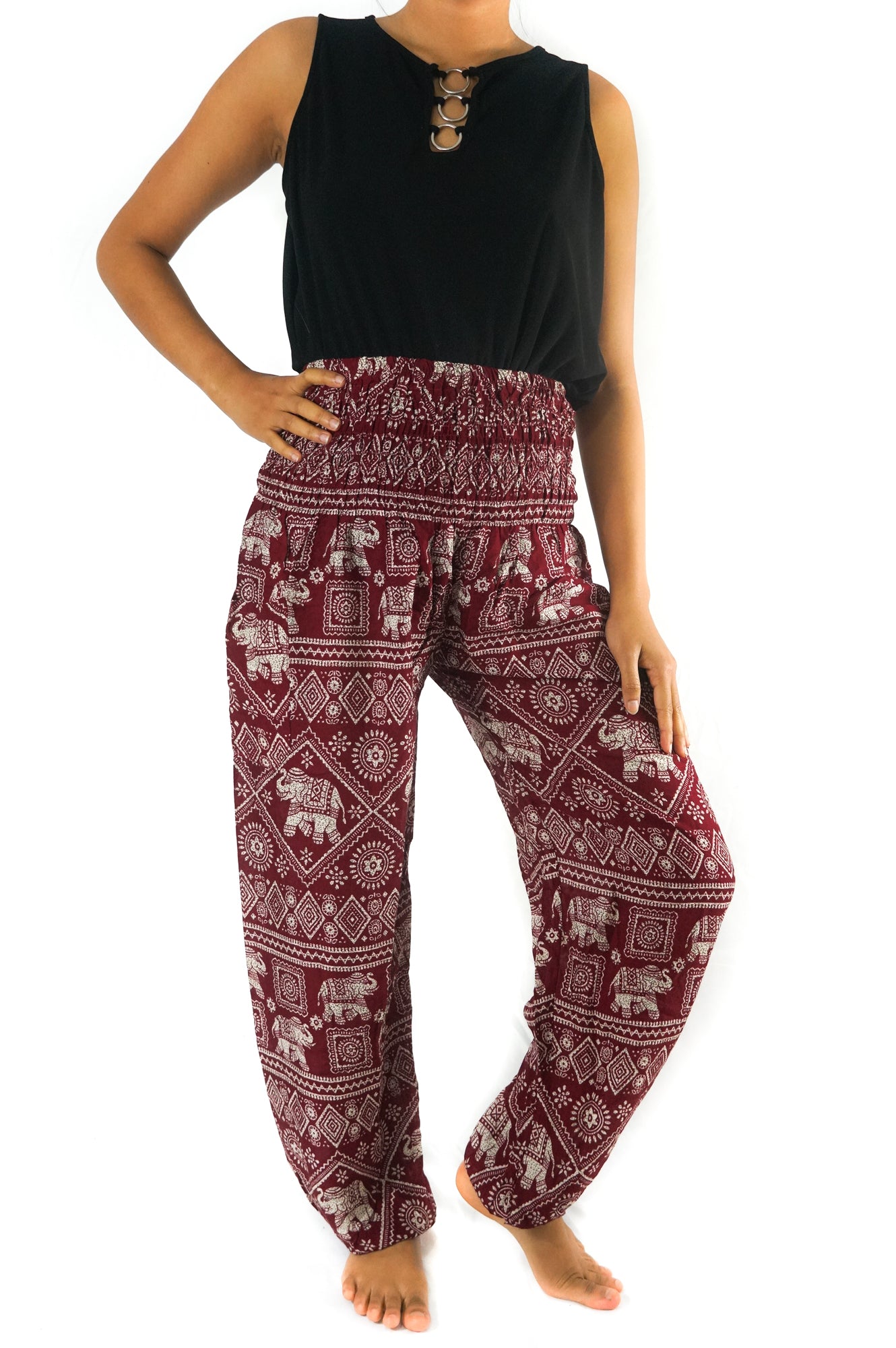 Burgundy ELEPHANT Women Boho & Hippie Harem Pants