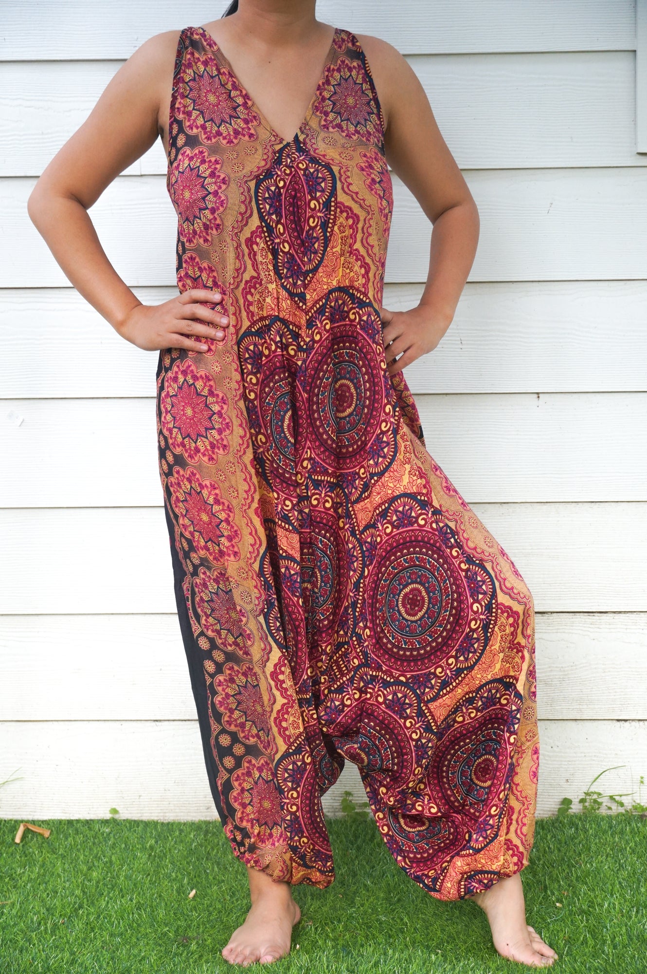 Orange Boho Hippie Jumpsuit