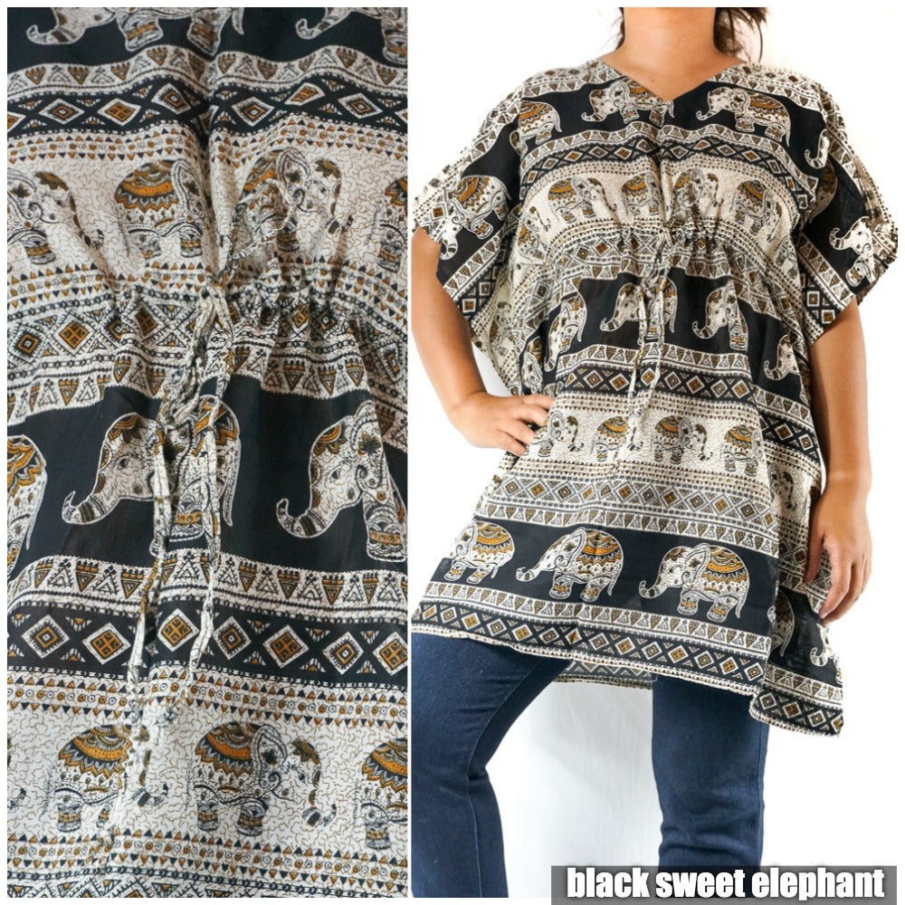 Boho Elephant Kaftan Shirt or Short Dress - Dresses