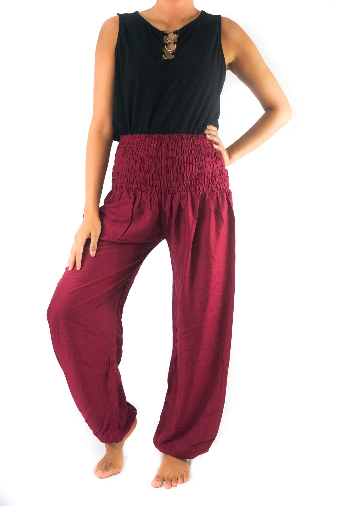 Burgundy Women Boho & Hippie Harem Pants - Pants