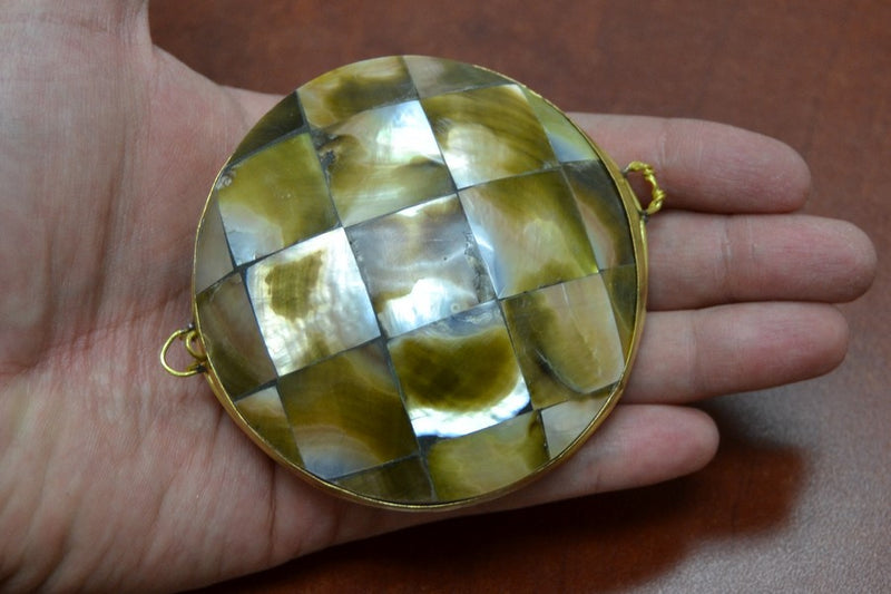 Golden Mother of Pearl Shell Trinket Box