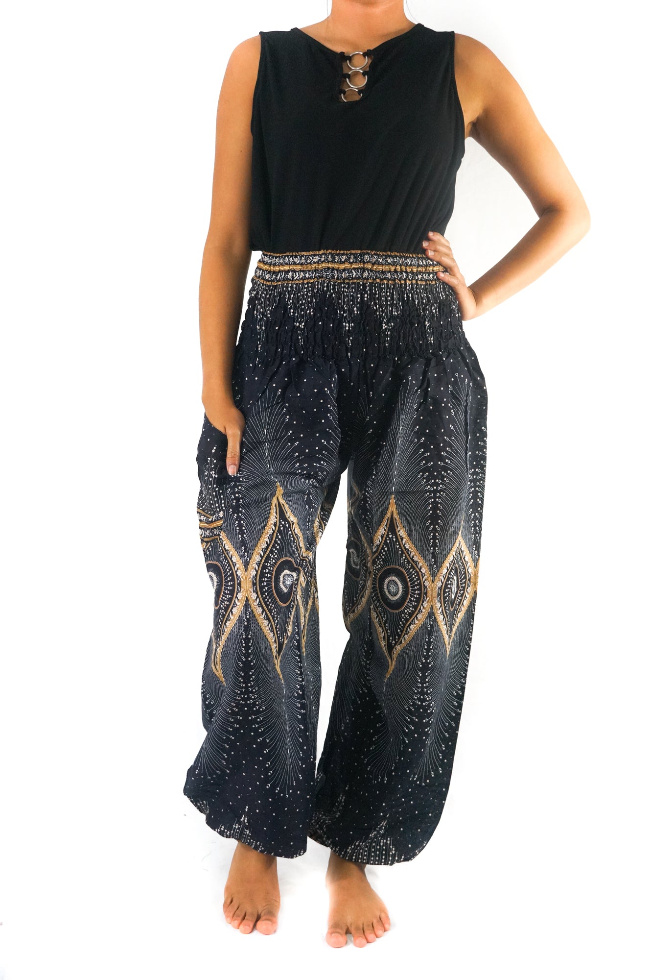 Black PEACOCK Women Boho & Hippie Harem Pants