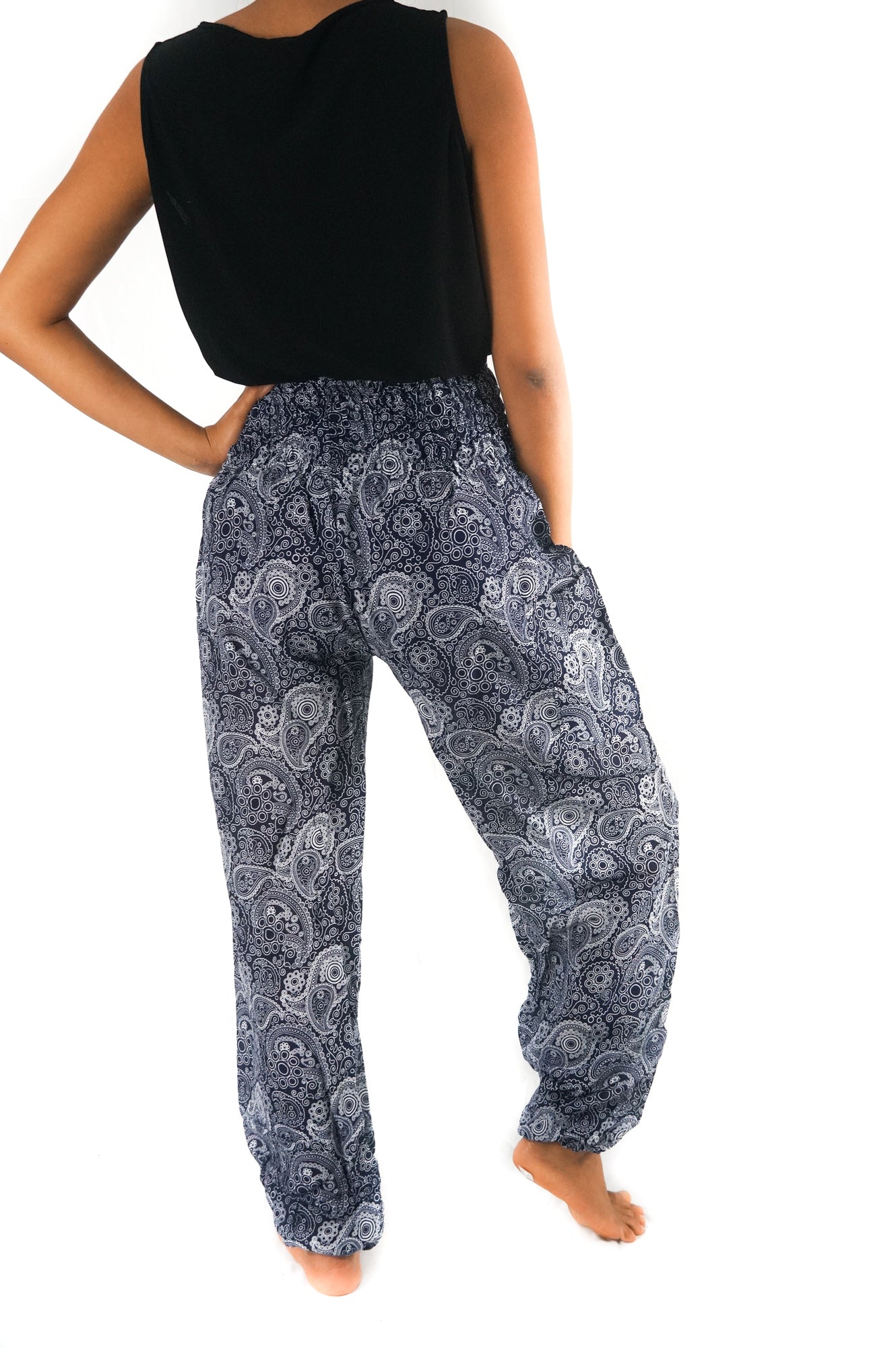 Black Paisley Women Boho & Hippie Harem Pants