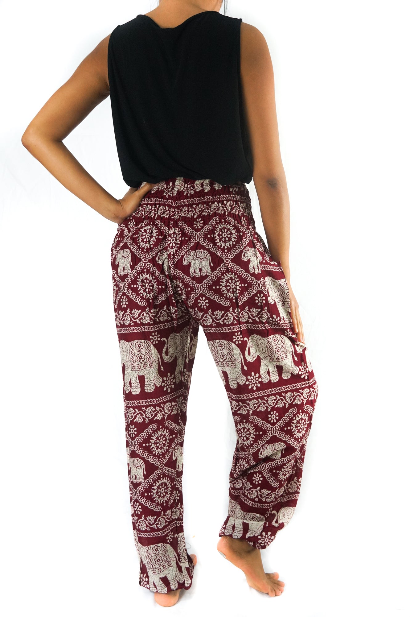 Burgundy ELEPHANT Women Boho & Hippie Harem Pants