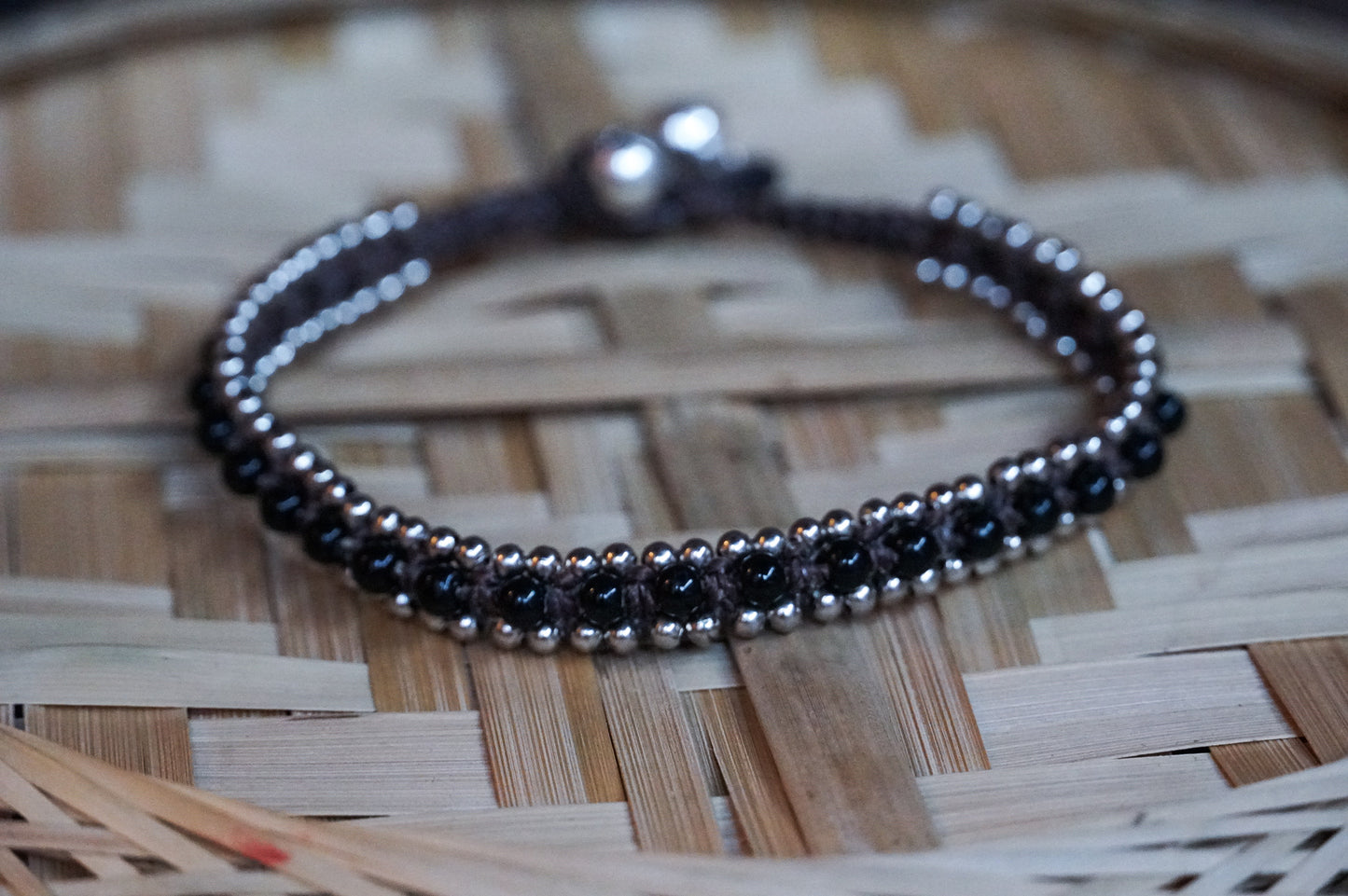 Black Band Boho Silver Anklet - Bracelets & Anklets