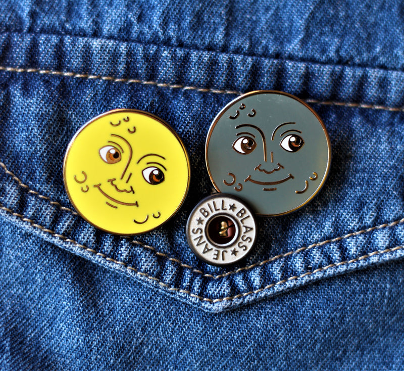 Moon Emoji â€“ New Moon & Full Moon Enamel Pins