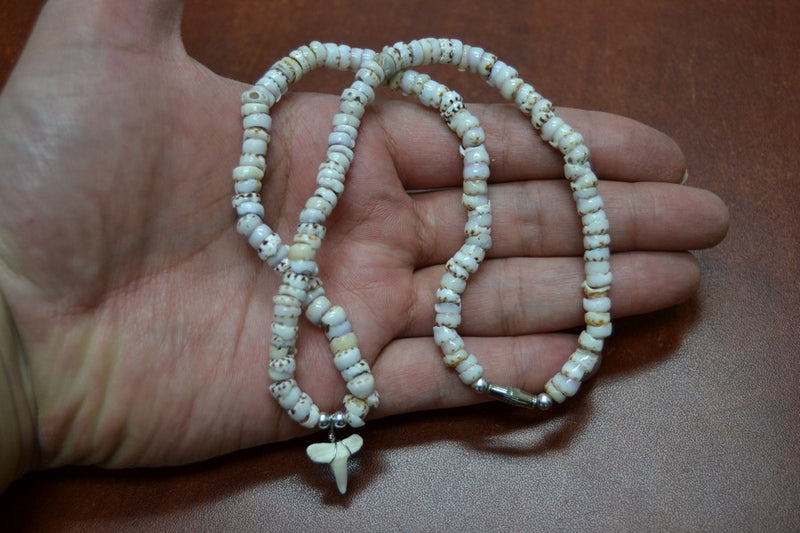 Shark Tooth Brown Puka Coco Shell Necklace
