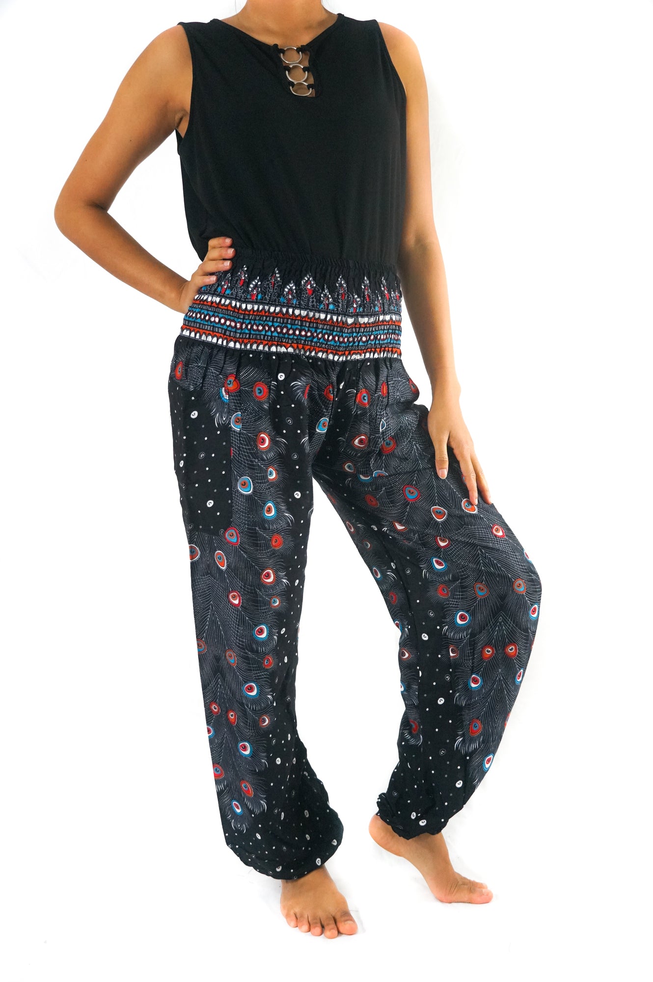 Black Peacock Women Boho & Hippie Harem Pants