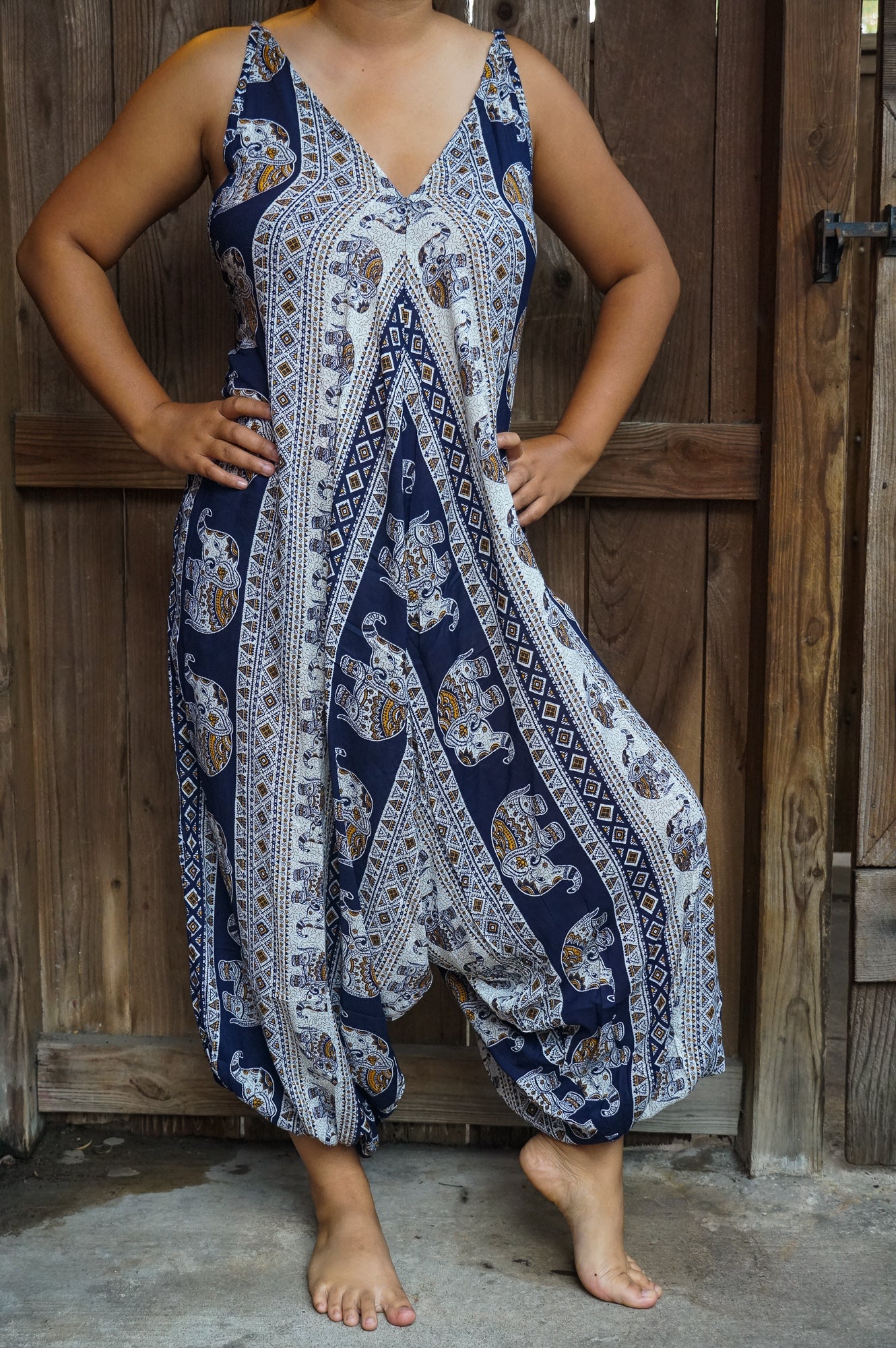 Blue Elephant Boho Hippie Jumpsuit