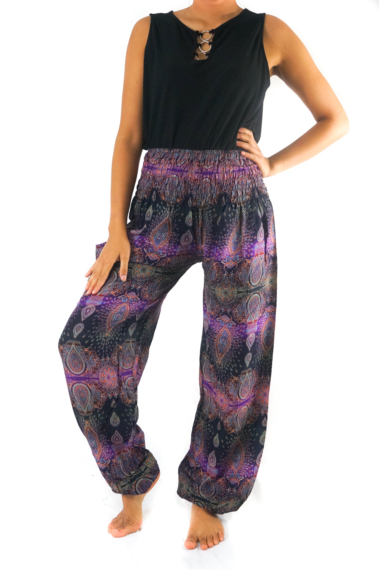 Purple PAISLEY Women Boho & Hippie Harem Pants