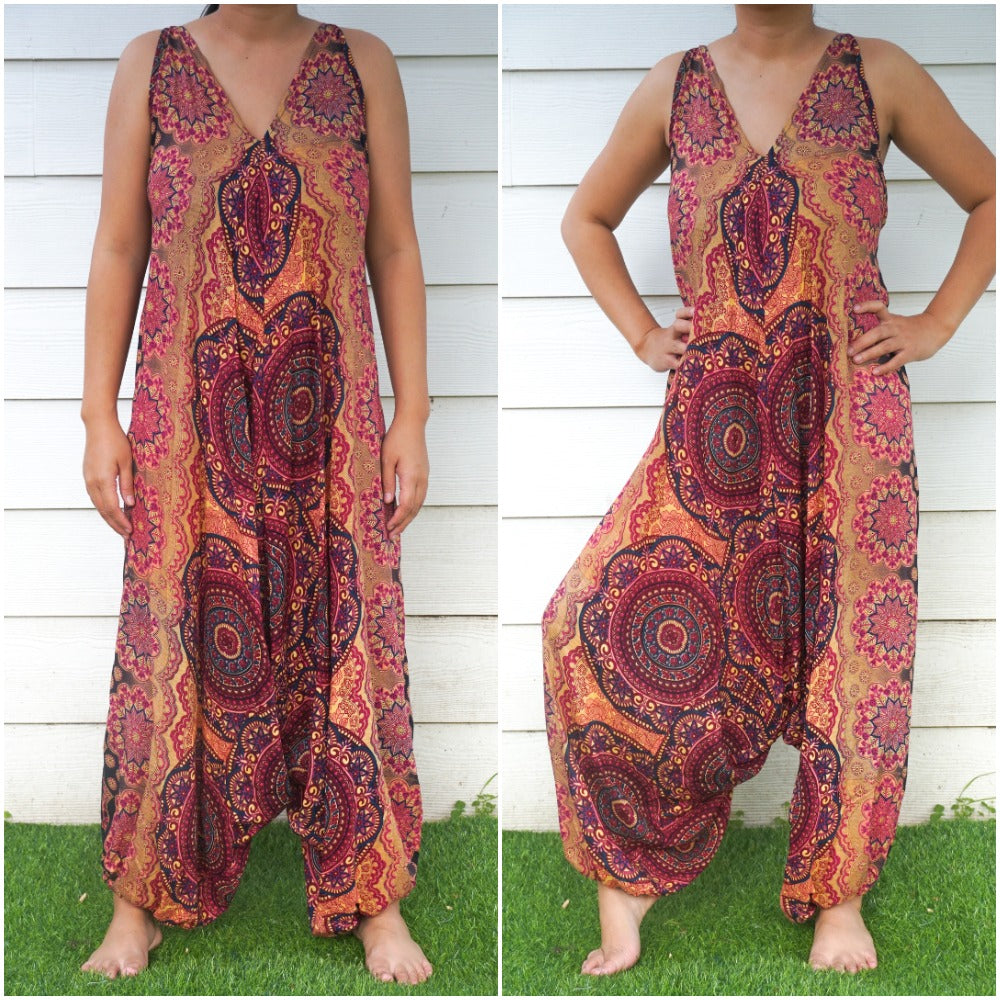 Orange Boho Hippie Jumpsuit