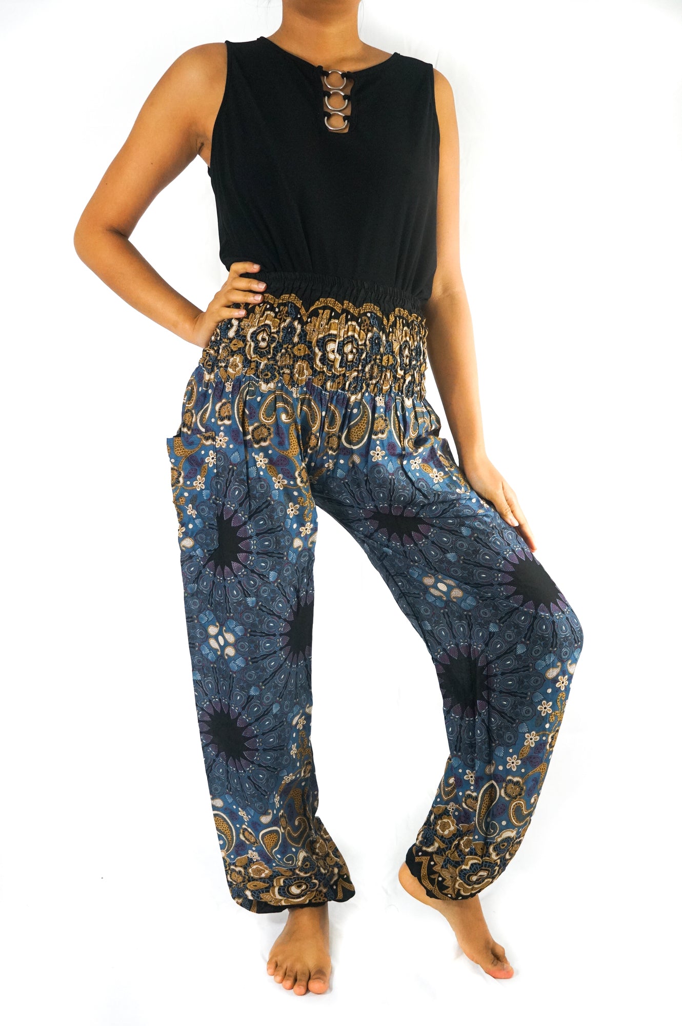 Blue Mandala Women Boho & Hippie Harem Pants - Pants