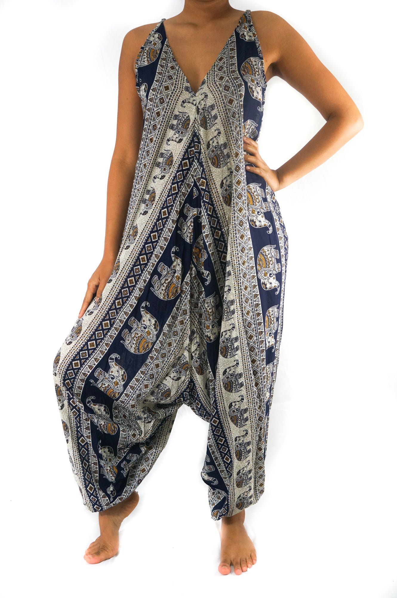 Blue Elephant Boho Hippie Jumpsuit