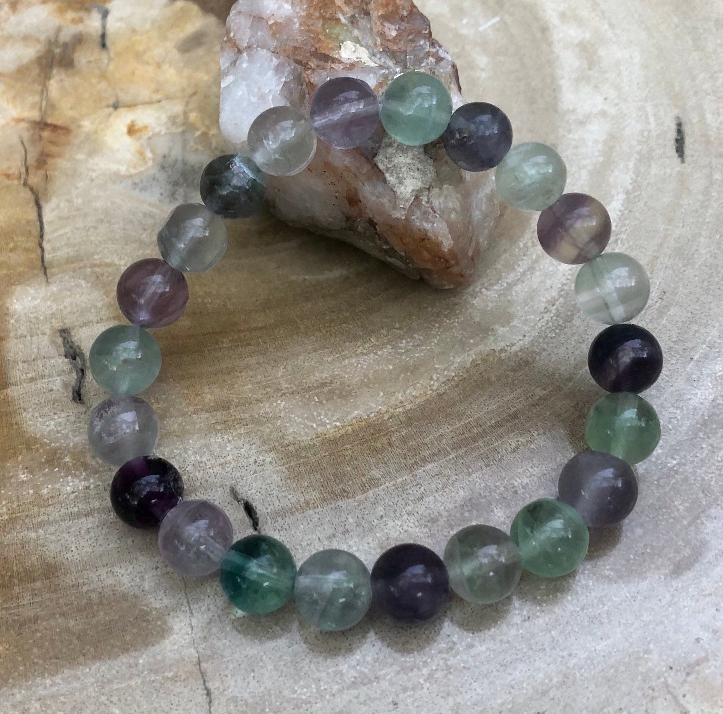 Rainbow Fluorite Stretch Bracelet! Natural & Handmade