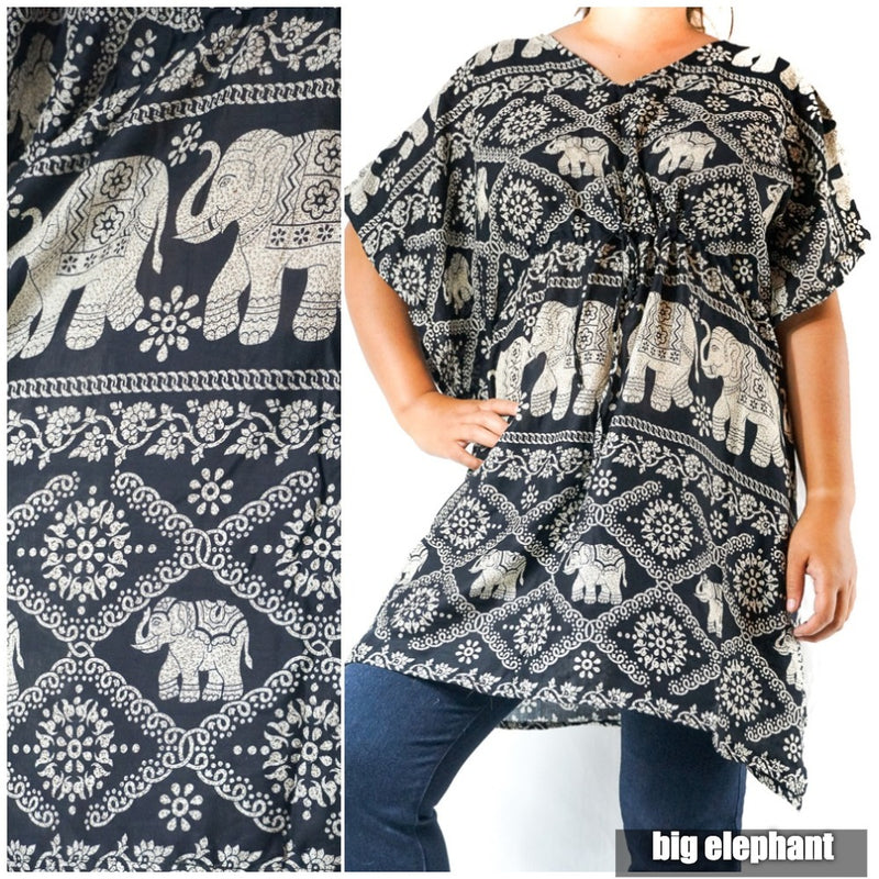 Boho Elephant Kaftan Shirt or Short Dress - Dresses
