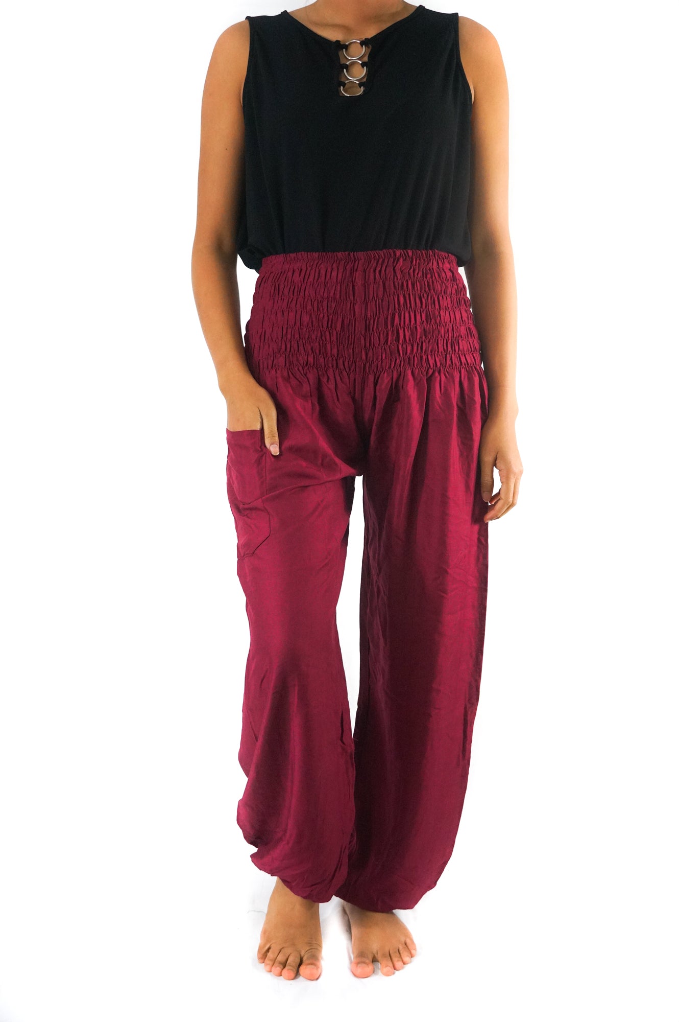 Burgundy Women Boho & Hippie Harem Pants - Pants