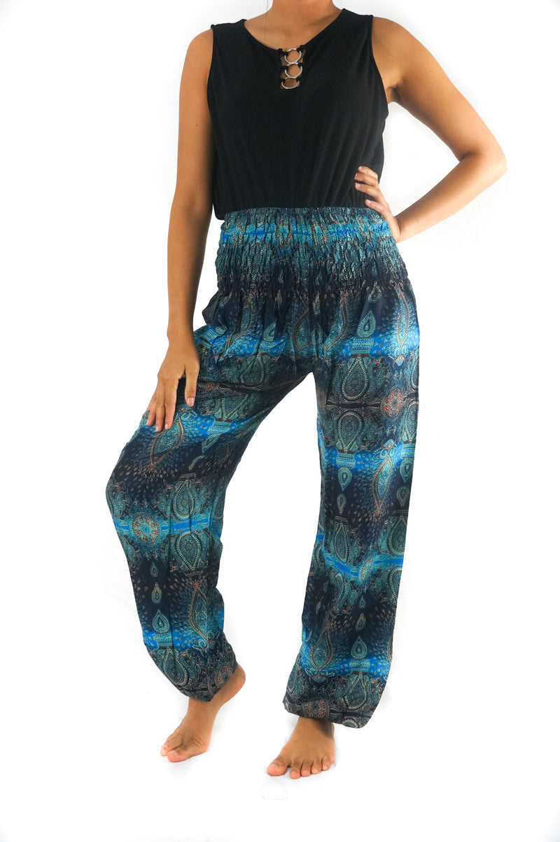 Turquoise Paisley Women Boho & Hippie Harem Pants