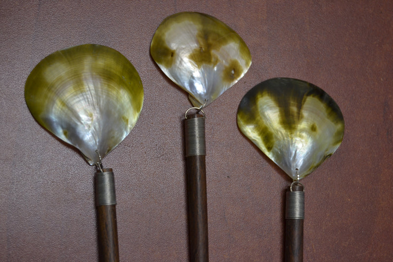 Handmade Golden Pearl Shell Wood Hairsticks 3 Pcs