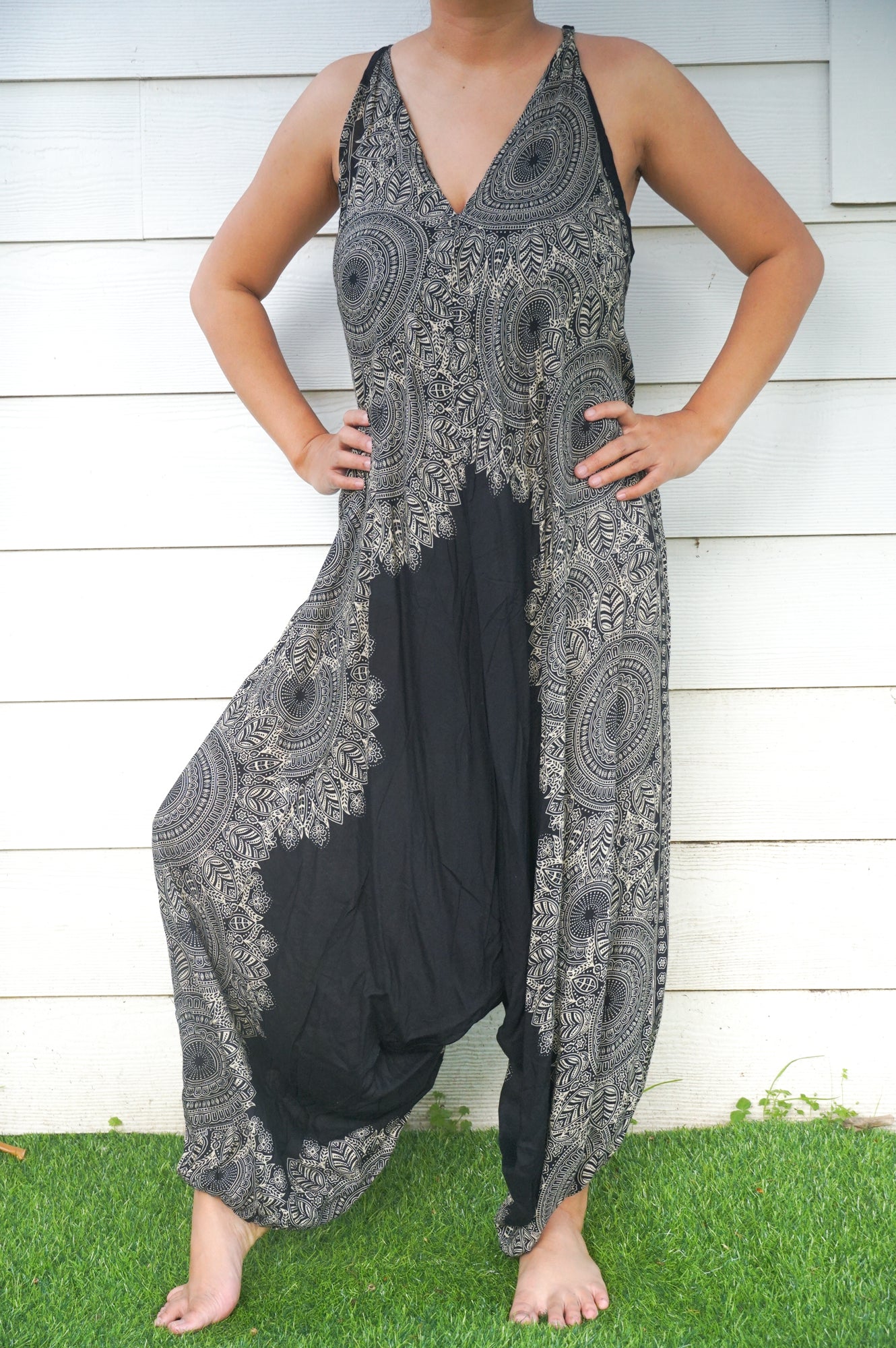 Black Lotus Boho Hippie Jumpsuit