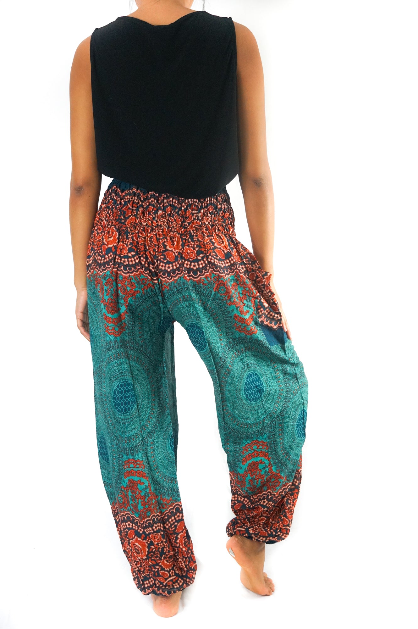 Teal orange MANDALA Women Boho & Hippie Harem Pants