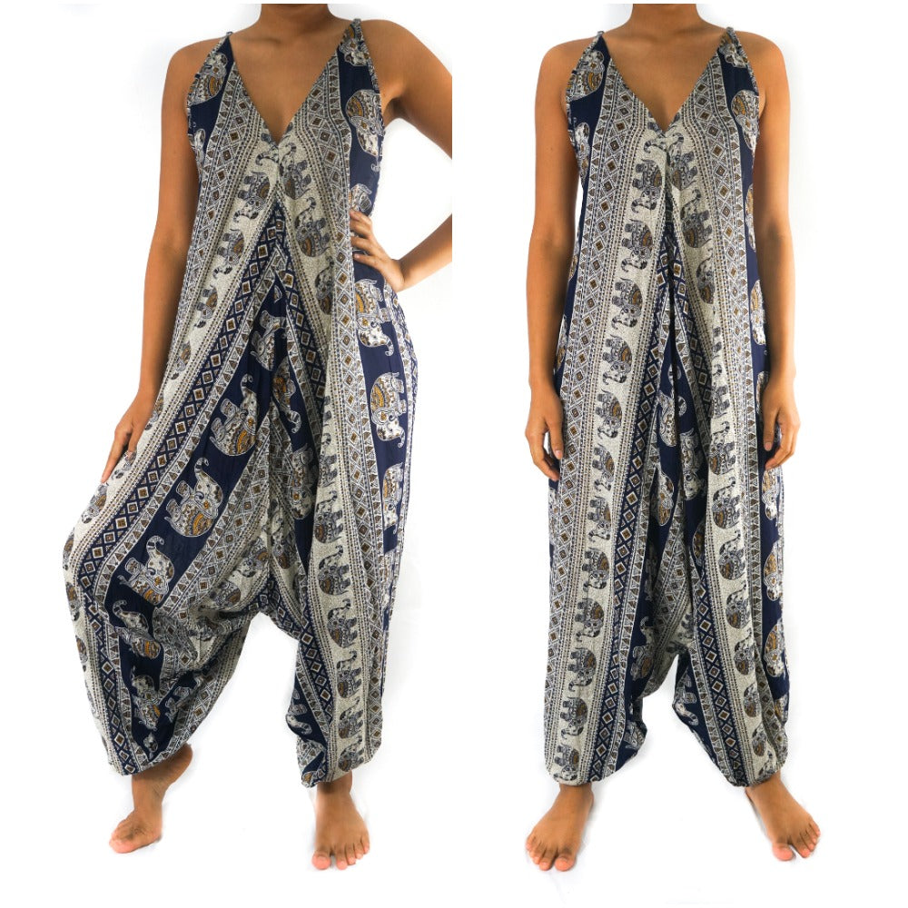 Blue Elephant Boho Hippie Jumpsuit