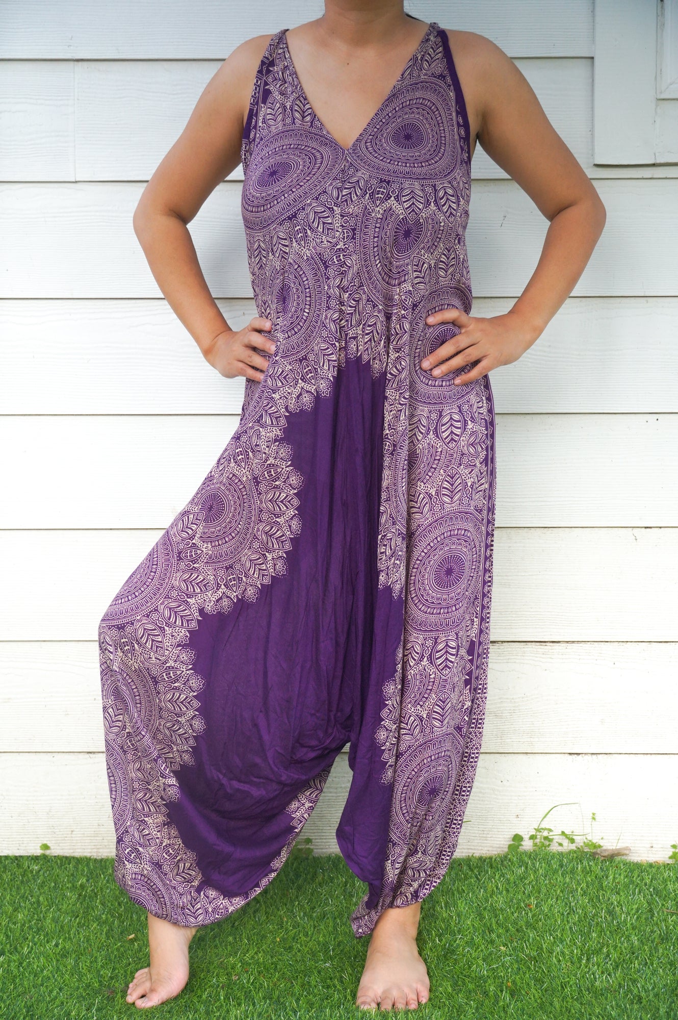 Purple Lotus Boho Hippie Jumpsuit